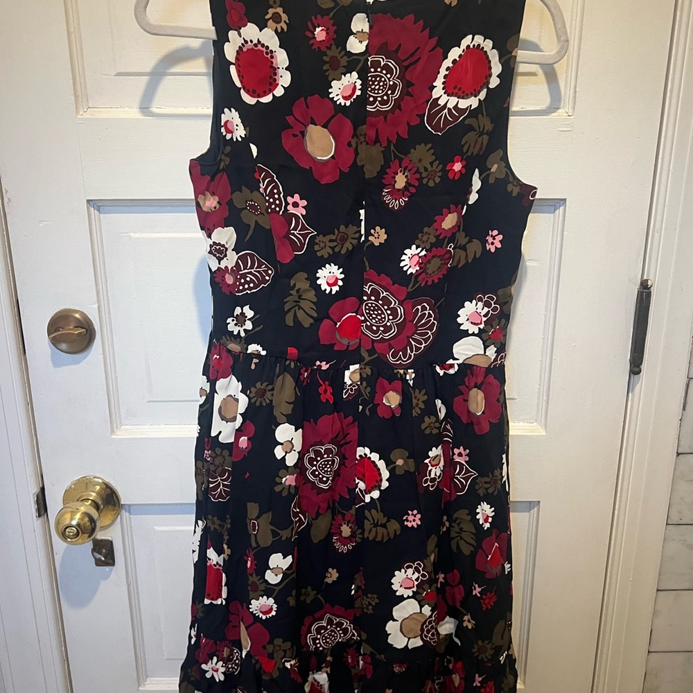 Floral Sleeveless Dress - Black and Red